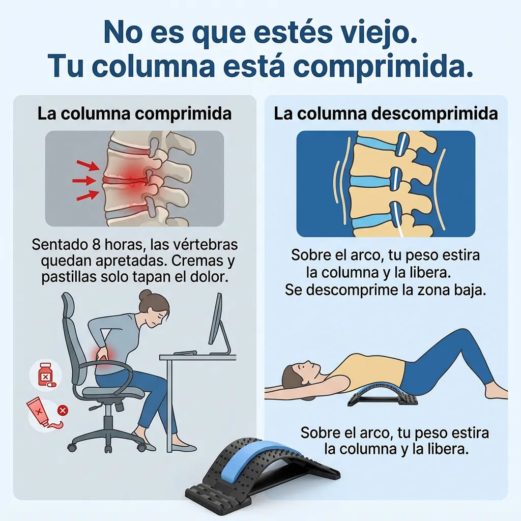 DESCOMPRESOR LUMBAR – Estira y libera tu espalda baja en 5 minutos, sin salir de casa