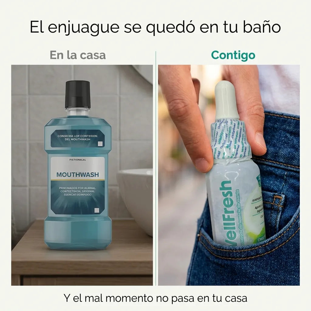 WellFresh – Gotas de menta concentrada para un aliento fresco donde estés