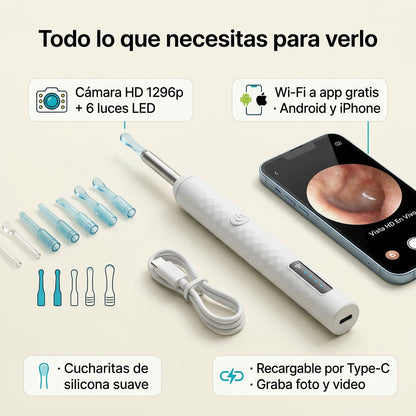 OTOSCOPIO - Limpiador de oídos con cámara HD