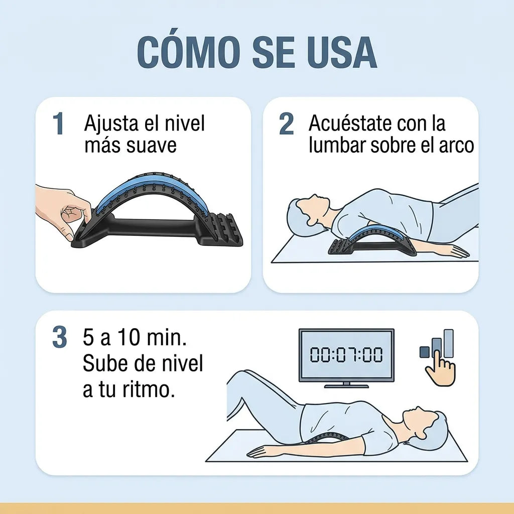 DESCOMPRESOR LUMBAR – Estira y libera tu espalda baja en 5 minutos, sin salir de casa