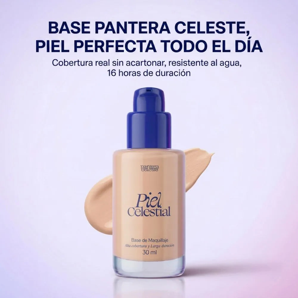 BASE DE MAQUILLAJE PANTERA CELESTE – Alta cobertura que dura todo el día