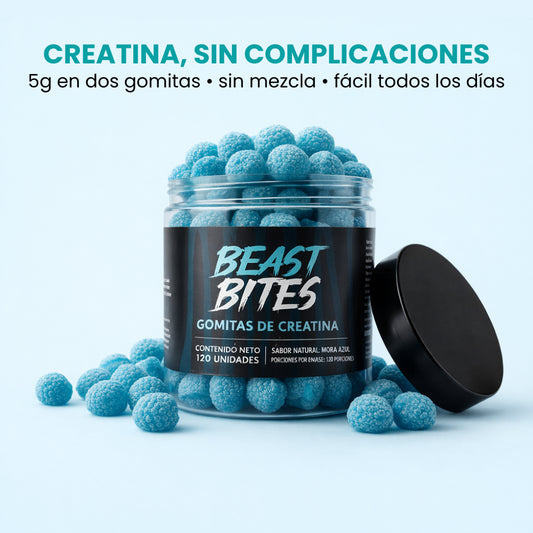 BEAST BITES™ – Creatina Monohidratada en Gomitas sabor a Mora Azul