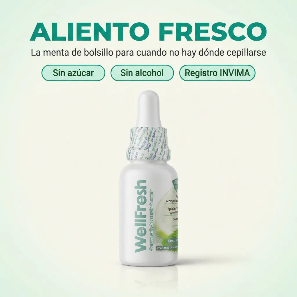 WellFresh – Gotas de menta concentrada para un aliento fresco donde estés