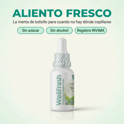 WellFresh – Gotas de menta concentrada para un aliento fresco donde estés